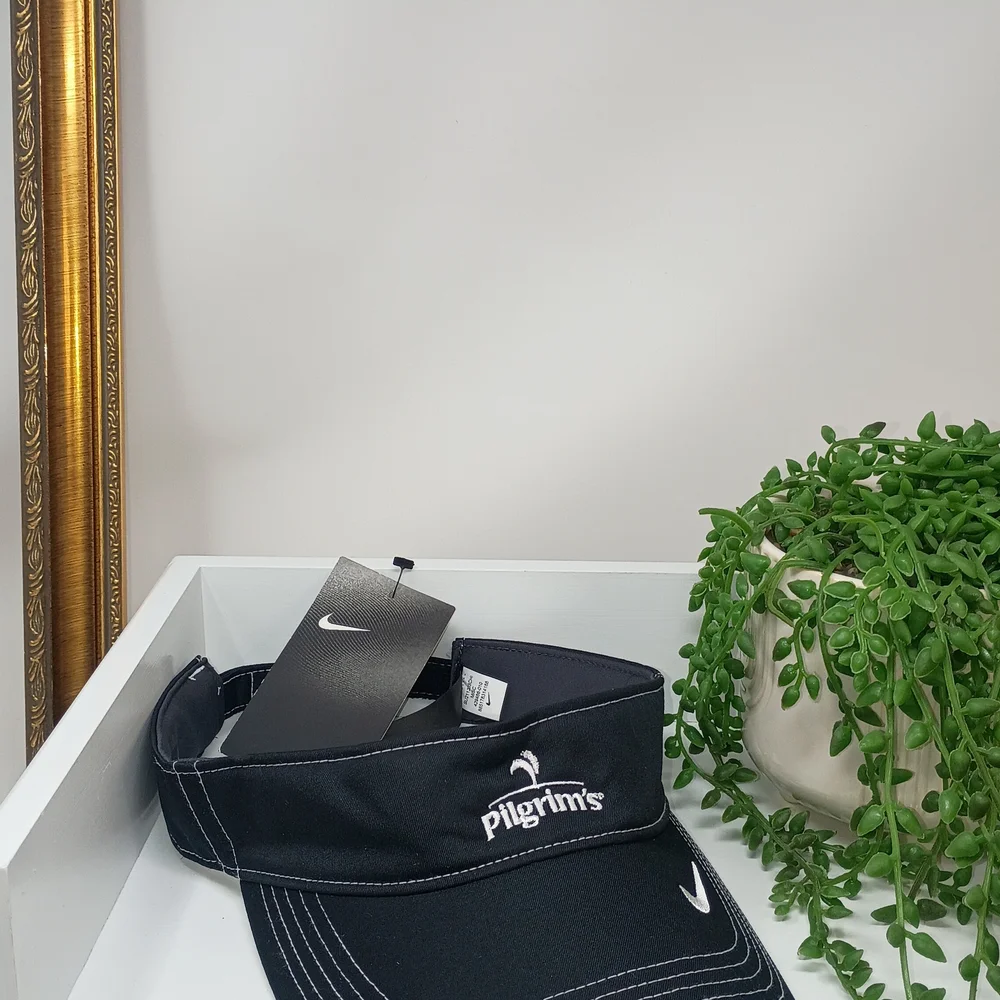 Nike Pilgrim's Black Adjustable Golf Visor Embroidered Swoosh Hat